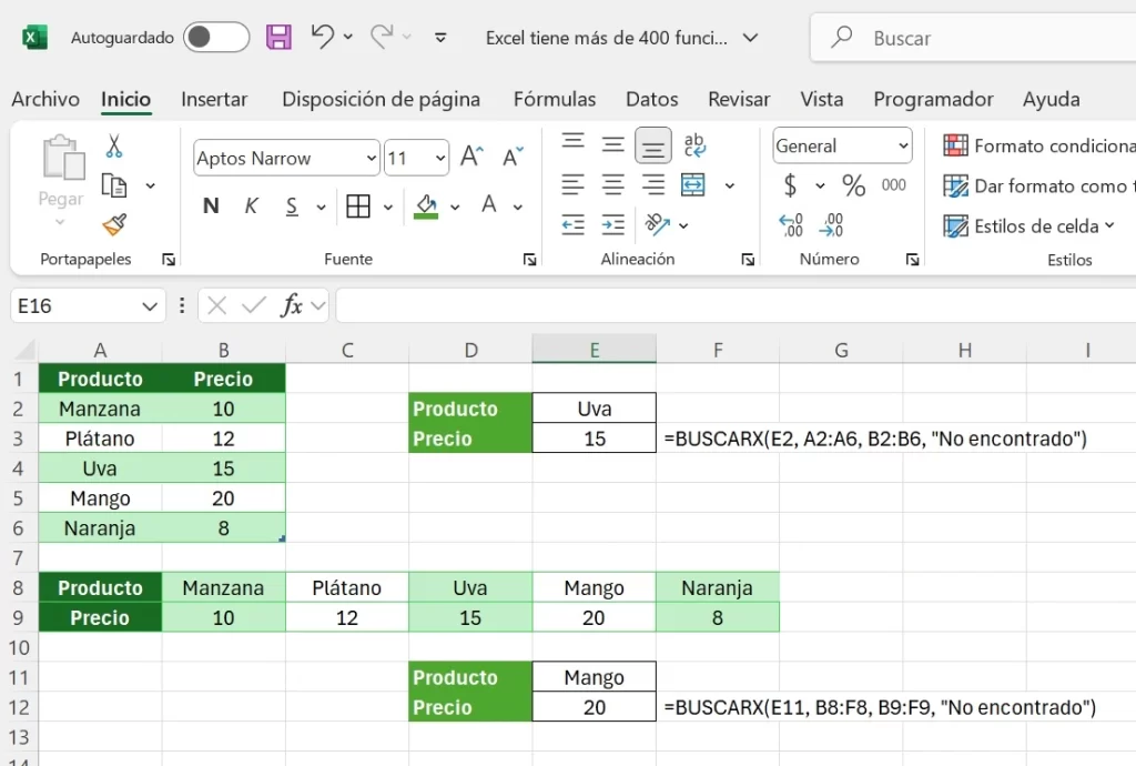 Excel tiene más de 400 funciones